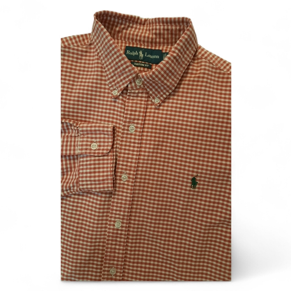 Ralph Lauren Shirt XL Red White Gingham Plaid Button-Down Preppy Classic Travel